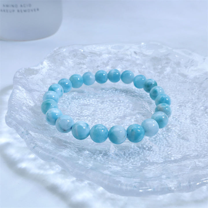 Pulsera de confianza de sabiduría de Larimar natural con Buddha Stones