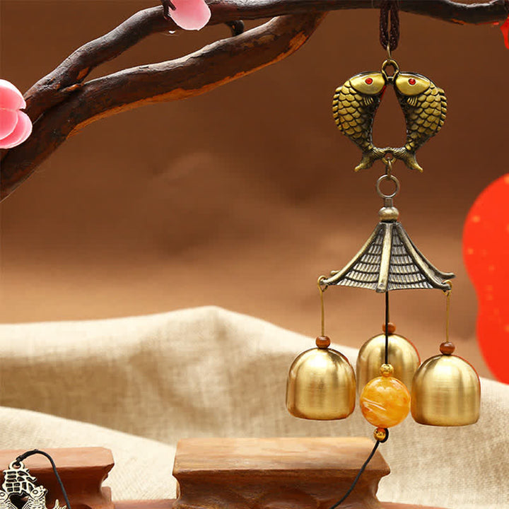Feng Shui-moneda de cobre, pez Koi, Bagua Kirin, campana de viento, decoración colgante de pared de la suerte - Pez koi - image 4