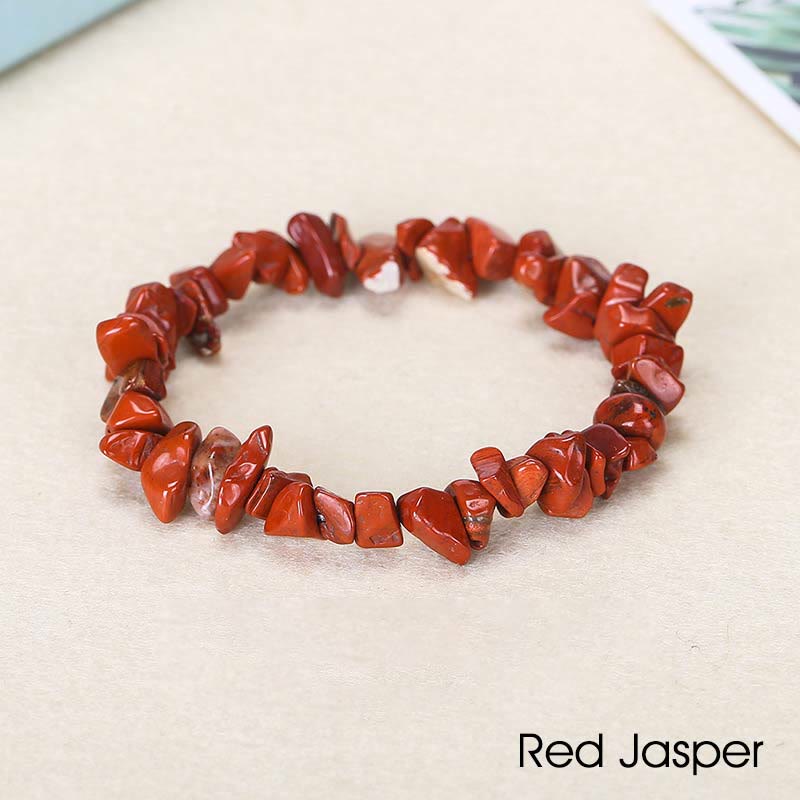 Pulsera calmante de calidez de piedra de cristal de forma irregular natural - Jaspe rojo (circunferencia de la muñeca: 15-16 cm) - image 63