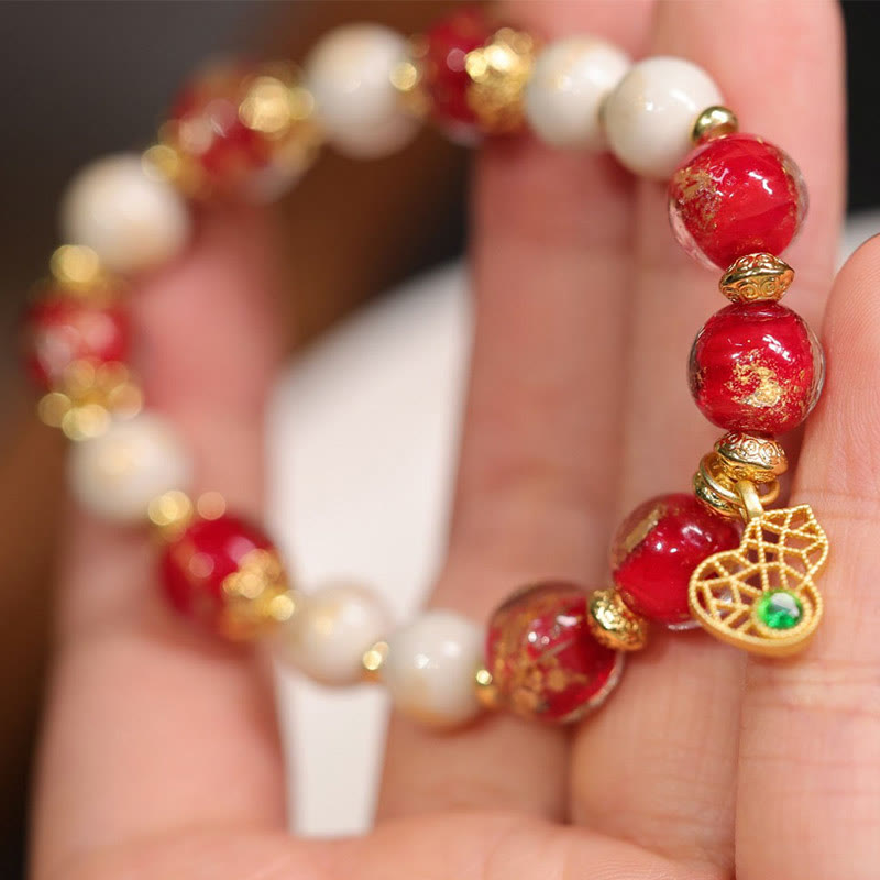 Buddha Stones calabaza dios de la riqueza encanto fortuna Liuli cuentas de vidrio incienso ceniza pulsera de cuentas de porcelana