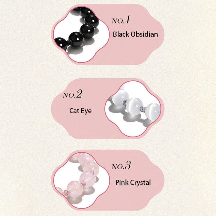 Pulsera de fuerza PiXiu con Buddha Stones, obsidiana negra natural, ojo de gato, cristal rosa - image 3