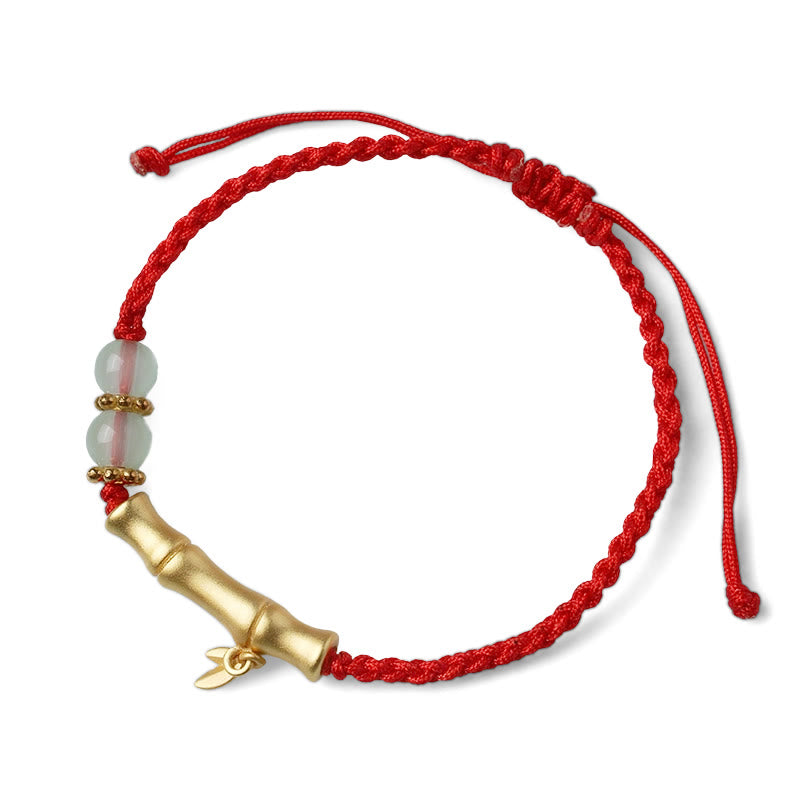 Pulsera trenzada de fuerza de la suerte con diseño de bambú de Buddha Stones