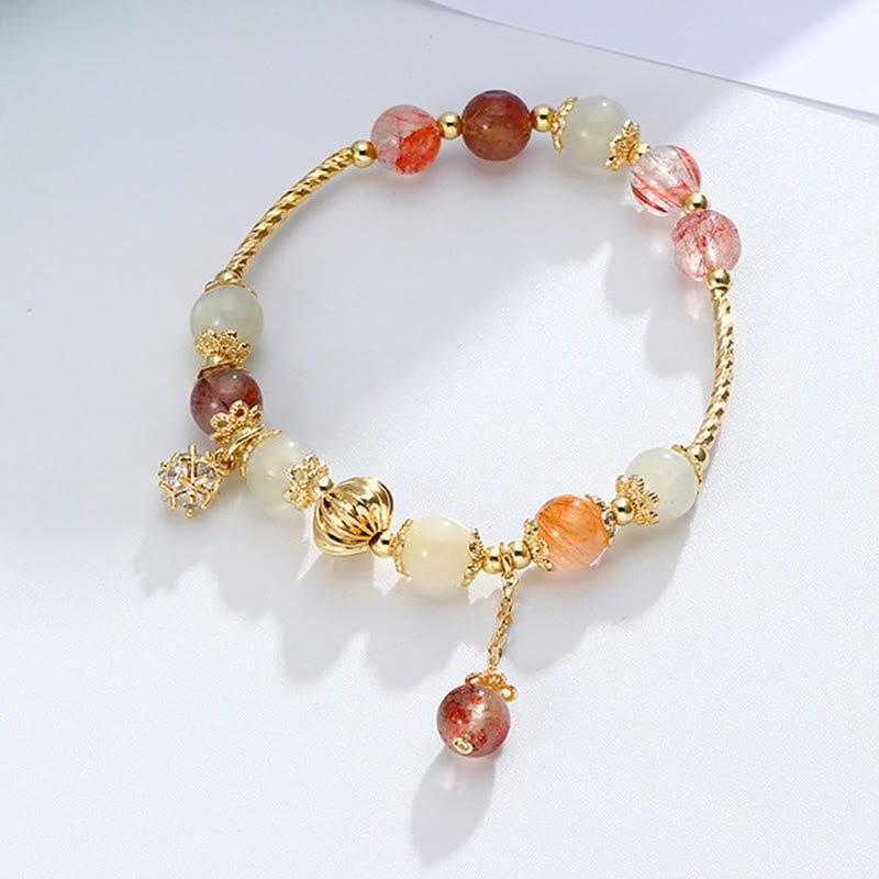 Pulsera de cuentas auspiciosas con circonita y ojo de gato de cuarzo rutilado colorido - image 4