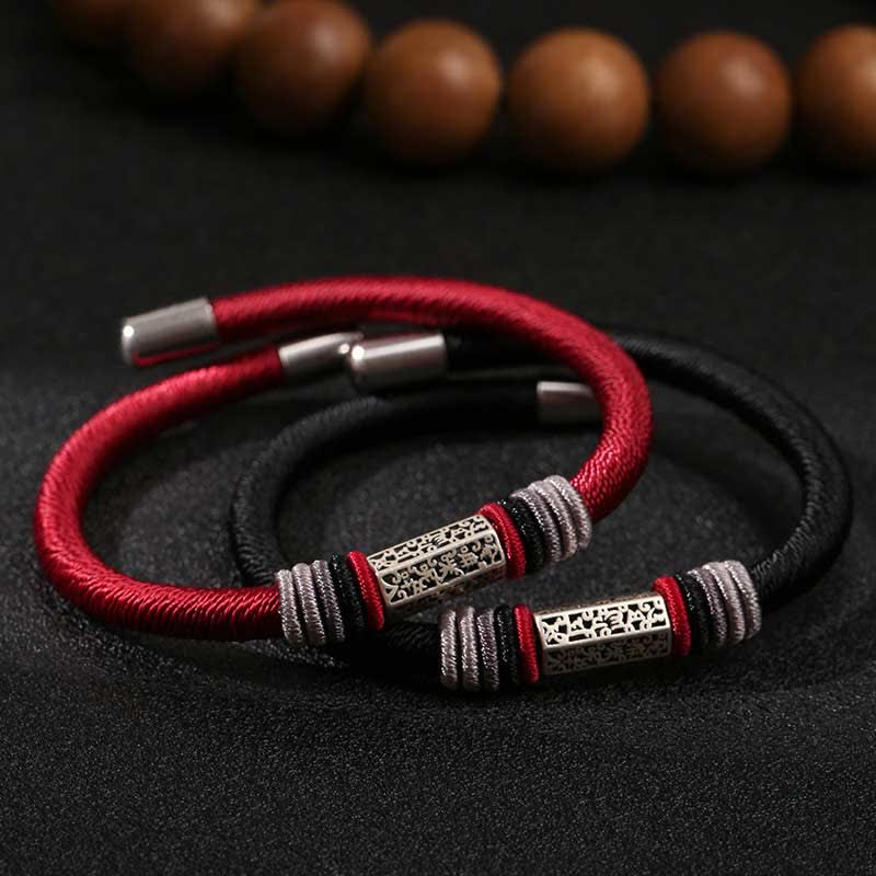 Pulsera de hilo rojo de la paz de Om Mani Padme Hum de plata de ley 925 con Buddha Stones - image 2