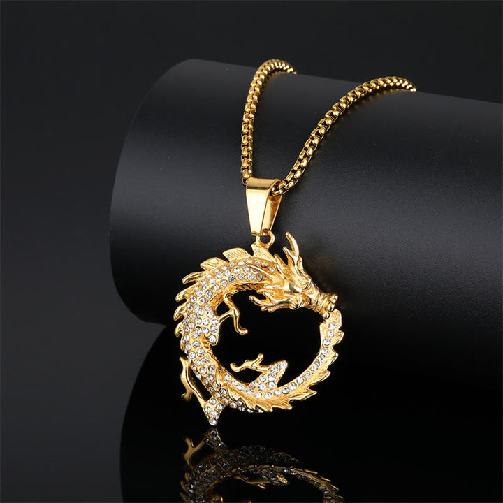 Colgante de collar con diseño de dragón del zodiaco chino con Buddha Stones - image 2