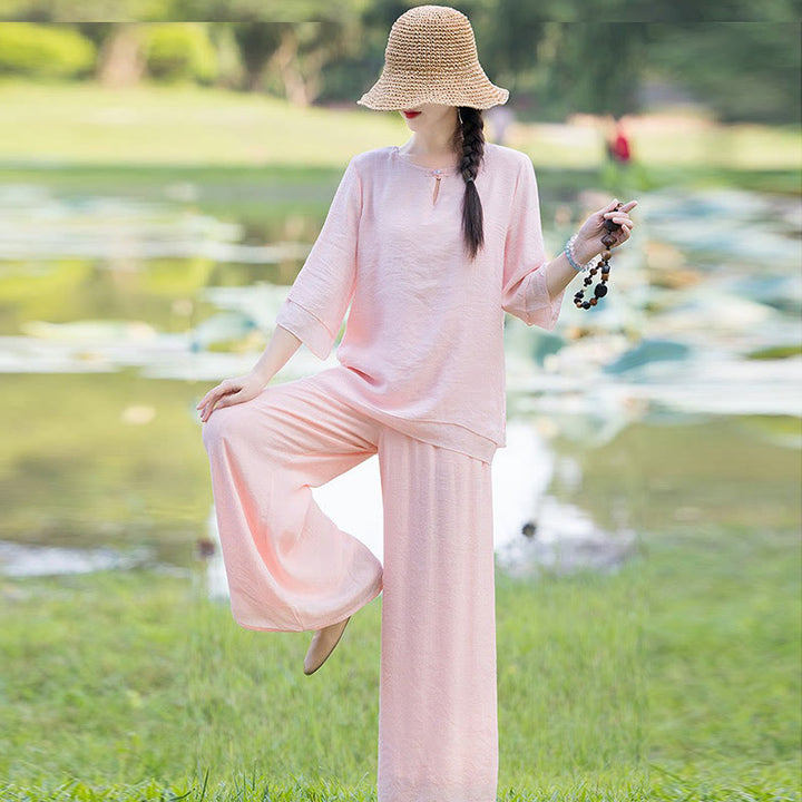 Conjunto de ropa de práctica matutina espiritual Zen para meditación y oración de Tai Chi, conjunto para mujer - image 19