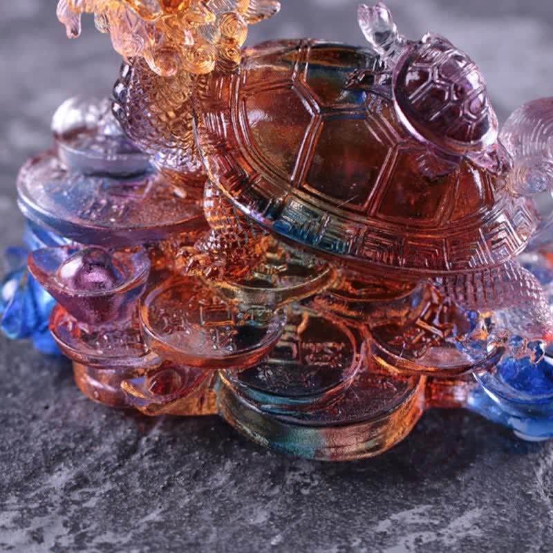 Buddha Stones Feng Shui, monedas de tortuga dragón hechas a mano, pieza de arte de la suerte de cristal Liuli, decoración para el hogar y la Oficina - image 11