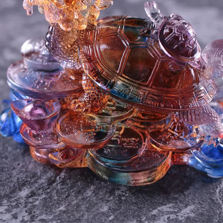Buddha Stones Feng Shui, monedas de tortuga dragón hechas a mano, pieza de arte de la suerte de cristal Liuli, decoración para el hogar y la Oficina - image 11
