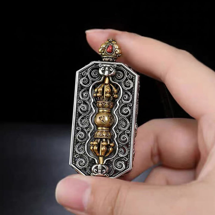 Buddha Stones tibetano Om Mani Padme Hum tallado Dorje Vajra giratorio patrón de loto pureza COLLAR COLGANTE de cuerda
