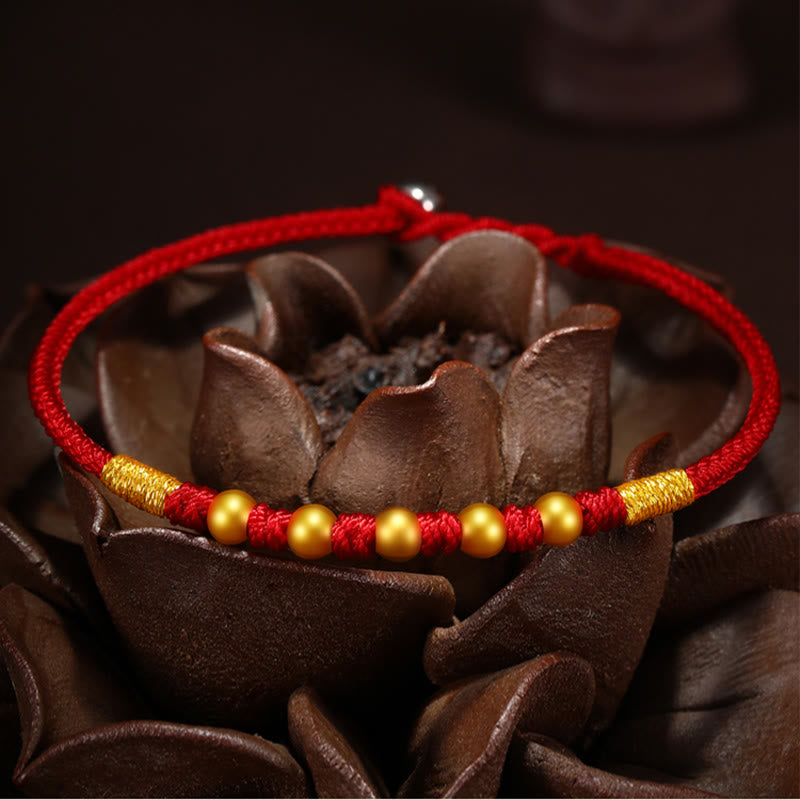 Pulsera de protección trenzada hecha a mano con nudo King Kong de la suerte con cuentas de oro 999 de piedras de Buddha Stones