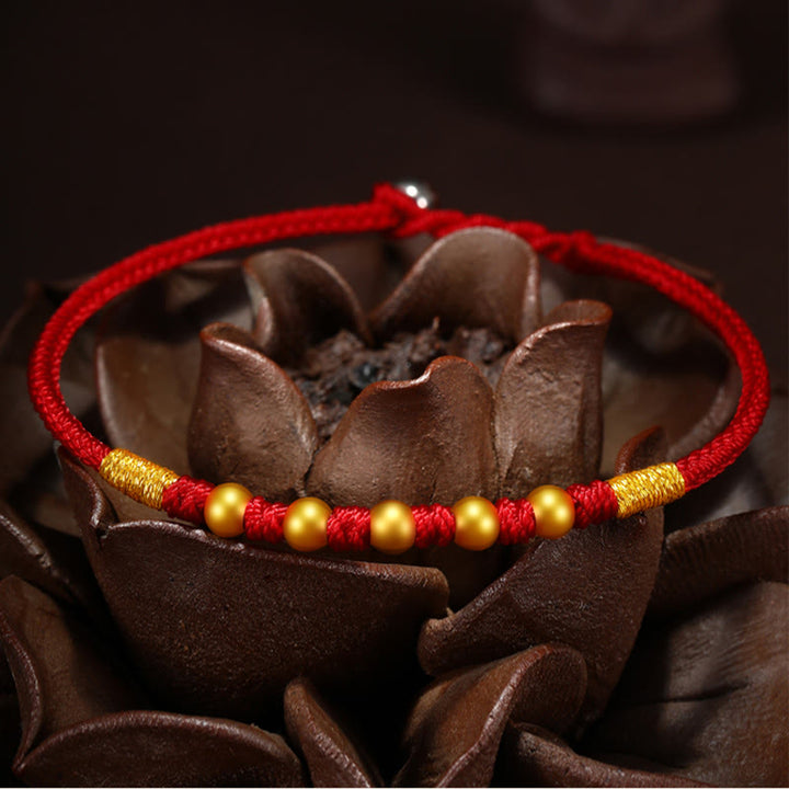 Pulsera de protección trenzada hecha a mano con nudo King Kong de la suerte con cuentas de oro 999 de piedras de Buddha Stones