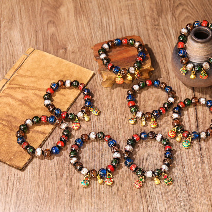 Pulsera de la suerte con cuentas de cristal Liuli, Buddha Stones, cinco elementos, oro, bestia tragadora, familia - image 10
