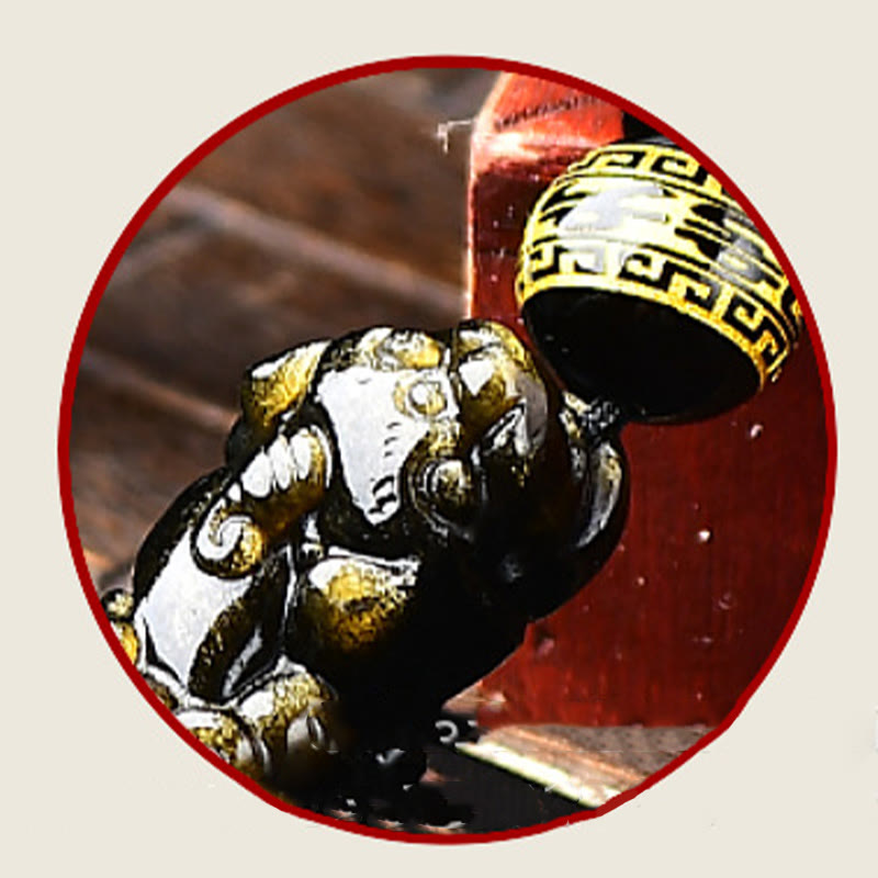Pulsera trenzada de obsidiana con brillo de oro natural, Buddha Stones , PiXiu Om Mani Padme Hum, riqueza