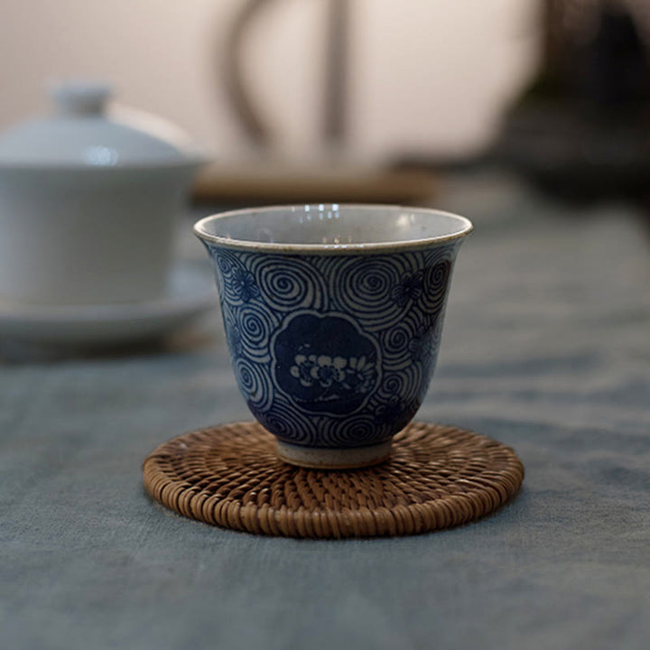 Buddha Stones Jingdezhen, porcelana azul y blanca, loto pintado a mano, flor de ciruelo, taza de té de cerámica, tazas de té de Kung Fu