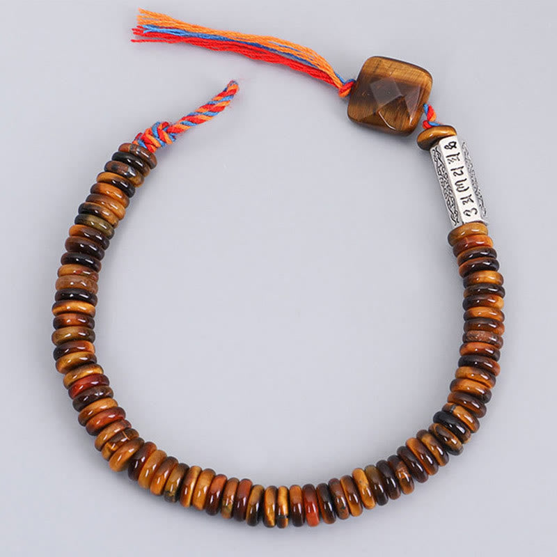Pulsera de poder de protección Om Mani Padme Hum de ojo de tigre tibetano