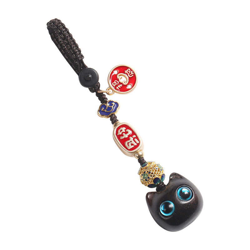Buddha Stones de madera de ébano, gato de la suerte, nube propicia, llavero de paz, decoración colgante para teléfono - image 18