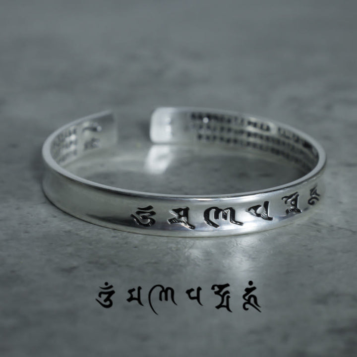 Pulsera de cobre blanco con mantra tibetano de Buddha Stones