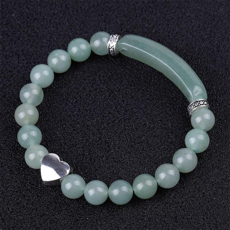 Pulsera de corazón unisex con cuentas de cristal natural