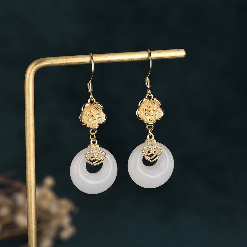 Pendientes colgantes de bendición de jade blanco FengShui