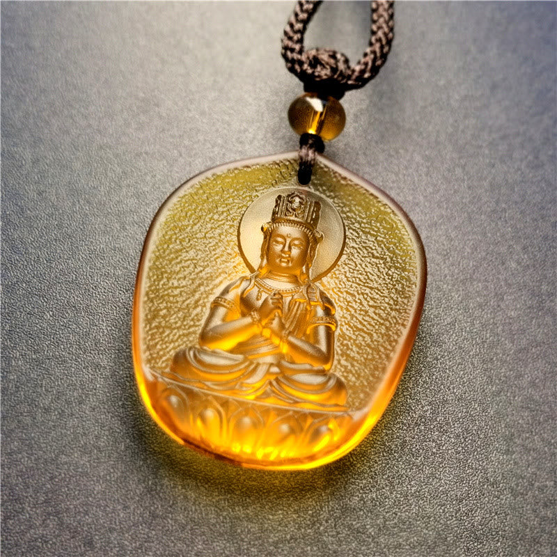 Buddha Stones Zodíaco Chino Buda Natal Bendición Liuli Cristal Compasión Collar Colgante - Cabra/Mono-Tathagata - image 2