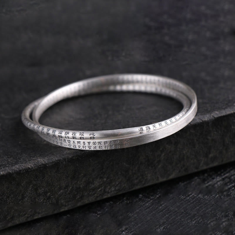 Pulsera de protección tallada con Sutra de corazón de plata de ley 999 con Buddha Stones - image 4