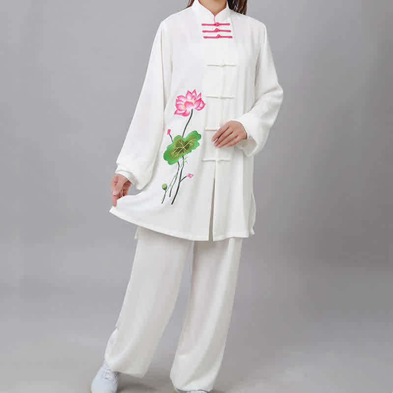 Conjunto de ropa para mujer con diseño de hojas y flores de loto y piedras de Buddha Stones para meditación, tai chi, oración y práctica espiritual zen - image 28