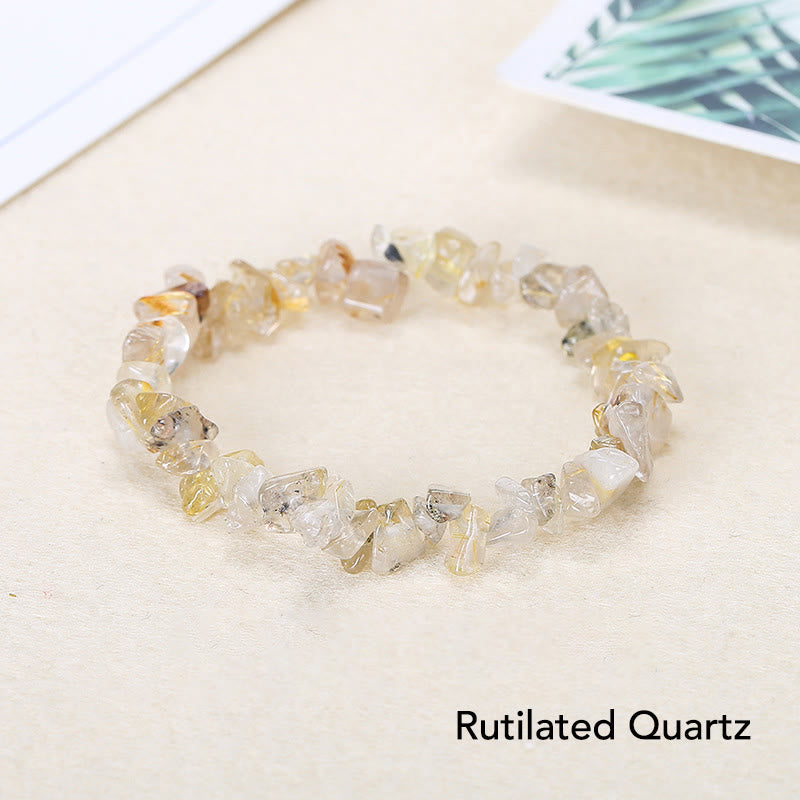 Pulsera calmante de calidez de piedra de cristal de forma irregular natural - Cuarzo rutilado (circunferencia de la muñeca: 15-18 cm) - image 18