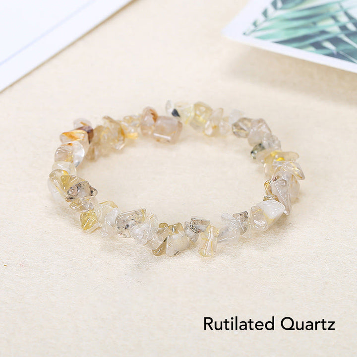 Pulsera calmante de calidez de piedra de cristal de forma irregular natural - Cuarzo rutilado (circunferencia de la muñeca: 15-16 cm) - image 18