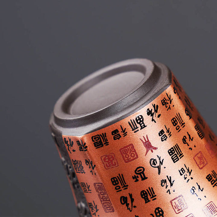 Taza de té de cerámica de arcilla púrpura con personaje Fu pequeño de Buddha Stones, taza de té de Kung Fu de 50ml