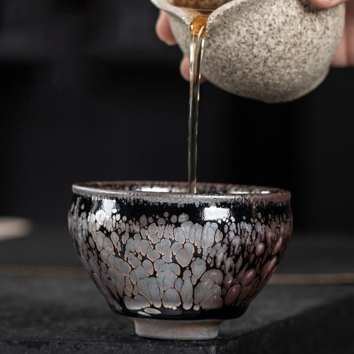 Buddha Stones hechas a mano, flores de cerezo, diseño de Sakura, taza de té de cerámica china Jianzhan, taza de té de Kung Fu