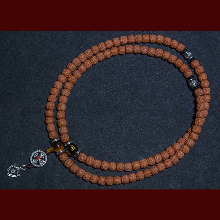 Tíbet 108 Mala cuentas Rudraksha Bodhi semilla zodiaco chino Buda Natal pulsera con dijes de riqueza