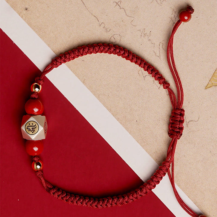 Pulsera trenzada de plata de ley 925 hecha a mano con Buddha Stones , zodíaco chino, Buda natal, cinabrio - image 1