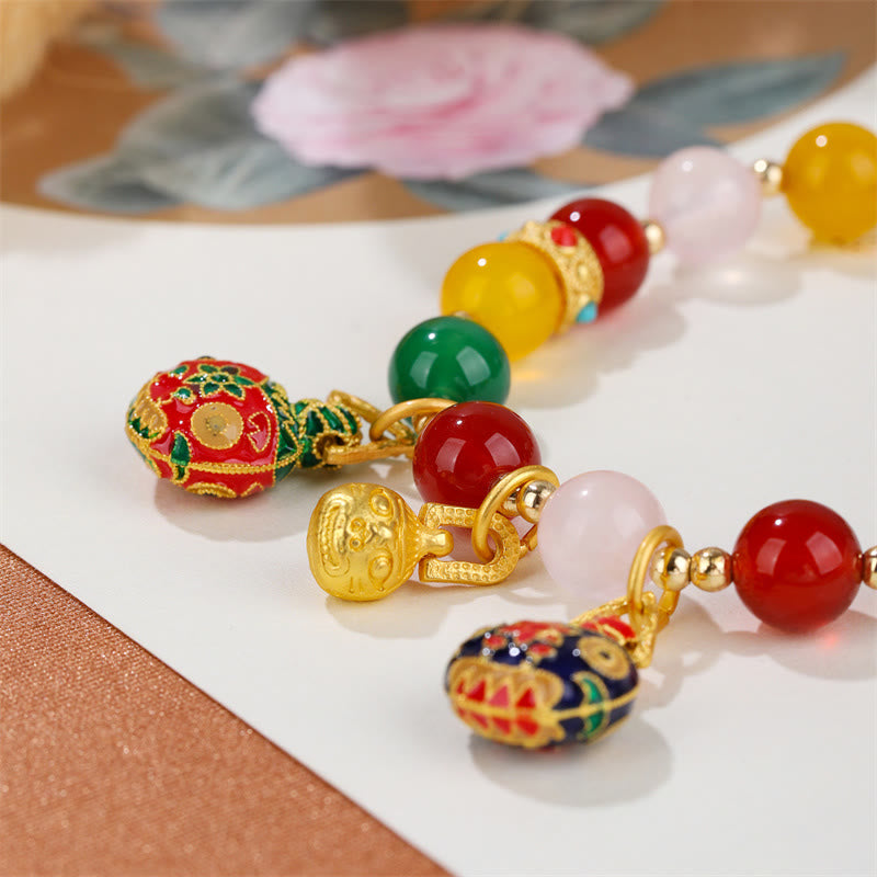 Pulsera de éxito con Buddha Stones, familia de bestias tragadoras de oro, varios cristales de ágata