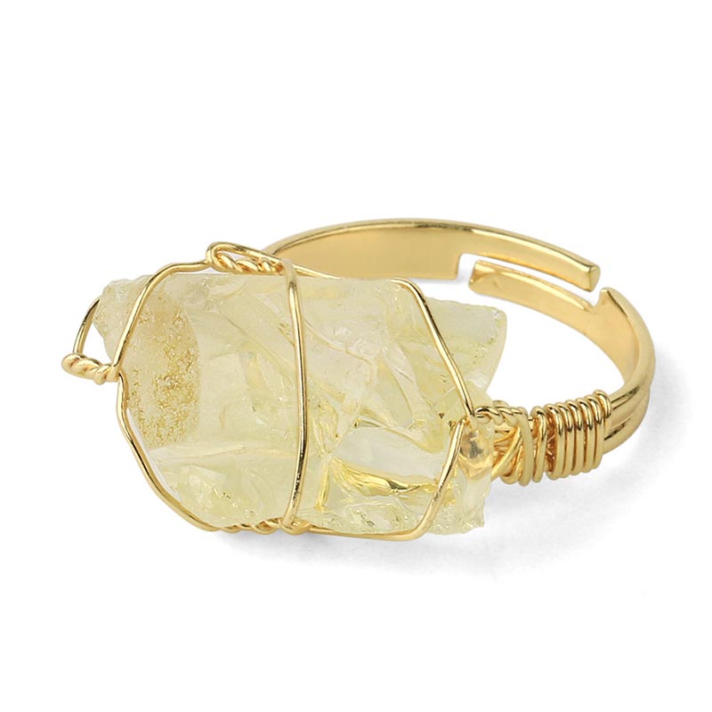 Anillo ajustable de amatista con piedras preciosas de cristal natural de Buddha Stones