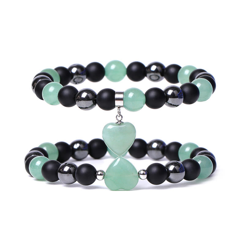 Pulsera de protección de corazón de amor de cristal de piedra de ojo de tigre de ónix negro de Buddha Stones