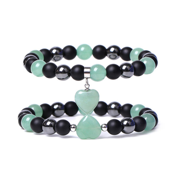 Pulsera de protección de corazón de amor de cristal de piedra de ojo de tigre de ónix negro de Buddha Stones