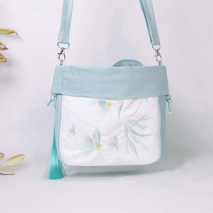 Buddha Stones Suzhou bordado Lotus Epiphyllum Magnolia algodón lino bolso bandolera bolso de hombro bolso