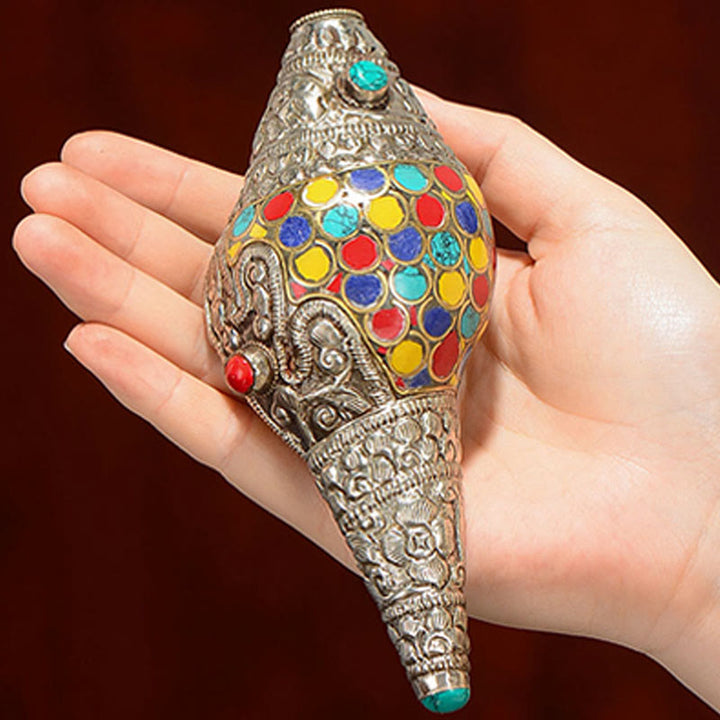 Concha tibetana hecha a mano Natural Shankha colorida concha marina riqueza decoración del hogar - image 11