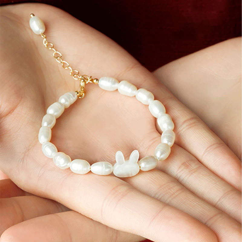 Pulsera de sinceridad de conejo lindo con perlas naturales de Buddha Stones