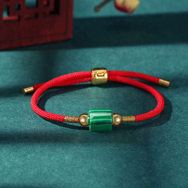 Pulsera de cuerda trenzada con protección de la suerte, malaquita, piedra roja, Aventurina verde hecha a mano, Buddha Stones del Tíbet