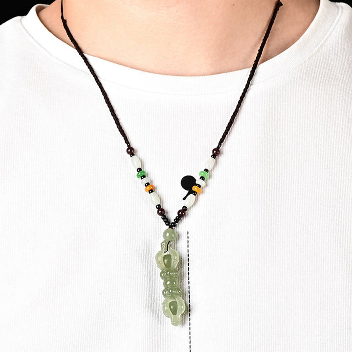 Colgante de collar de éxito grabado Dorje Vajra de Jade blanco de Jade cian hetiano Natural tibetano - image 4