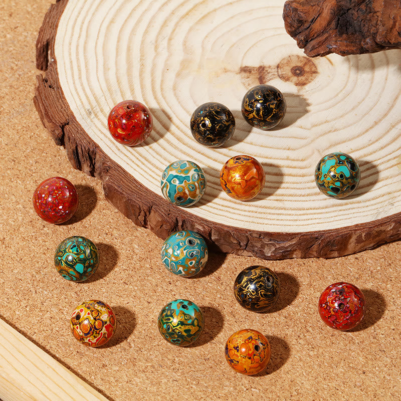 Pulsera Calm con cuentas de laca multicolor natural y piedras de Buddha Stones