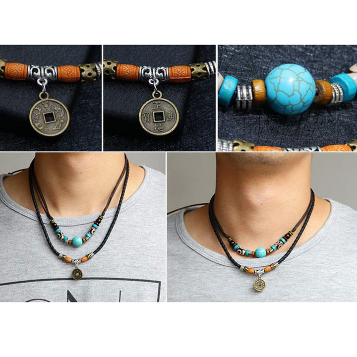 Collar de protección de cuentas Dzi turquesa con Buddha Stones - image 7
