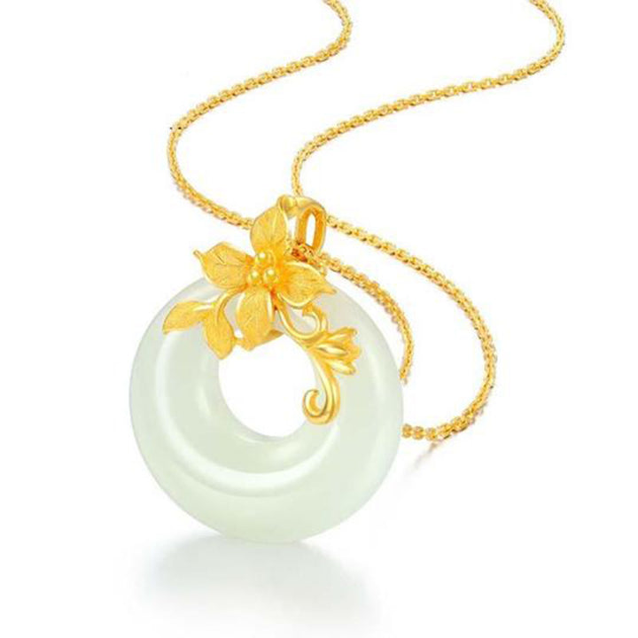 Collar Calma de Jade Blanco Tibetano con Buddha Stones
