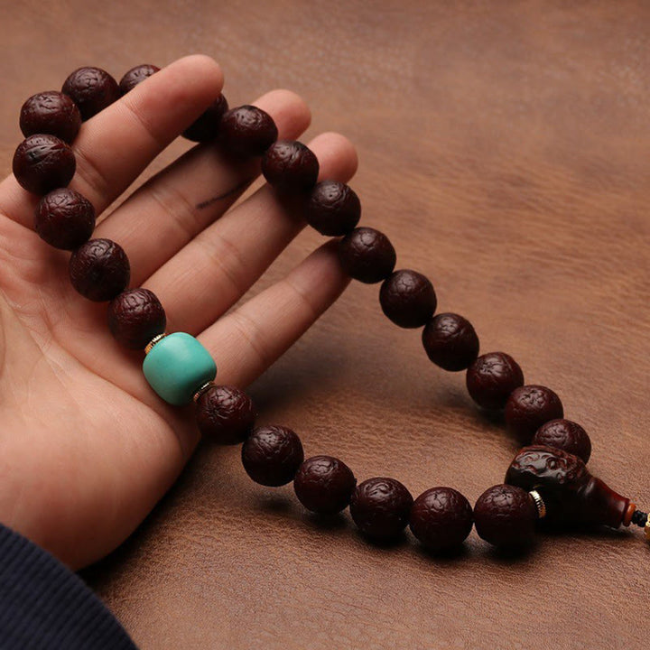 Cuenta de ágata de semilla de Bodhi tibetana, abalorio de borla de suerte y riqueza, Mala para muñeca