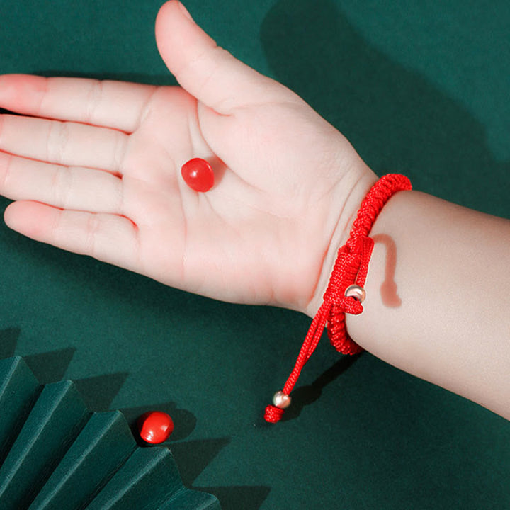 Pulsera de plata de ley 999 con Buddha Stones PiXiu Wealth King Kong con nudo trenzado para niños - image 13