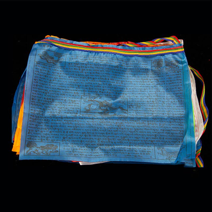 Bandera de oración tibetana de 5 colores con bendición de caballo de viento al aire libre, 20 unidades