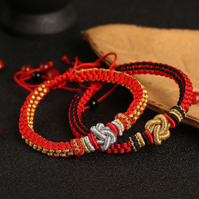 Pulsera hecha a mano con Buddha Stones, cuerda colorida, nudo de amor verdadero, suerte