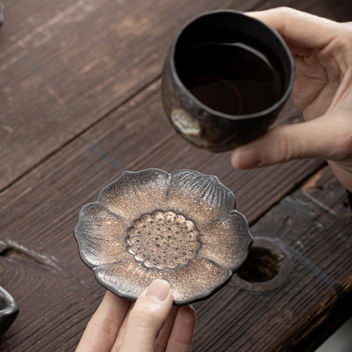 Tapete para Taza de cerámica con diseño de flor de loto Vintage , Buddha Stones, posavasos para taza de té, tapete para té de Kung Fu