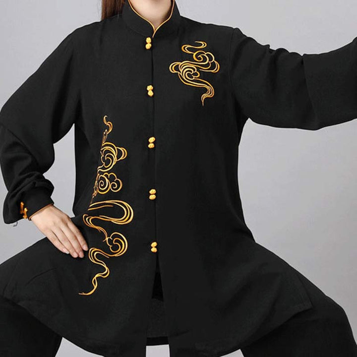 Buddha Stones nubes propicias bordado meditación oración espiritual Zen Tai Chi Qigong práctica conjunto de ropa Unisex
